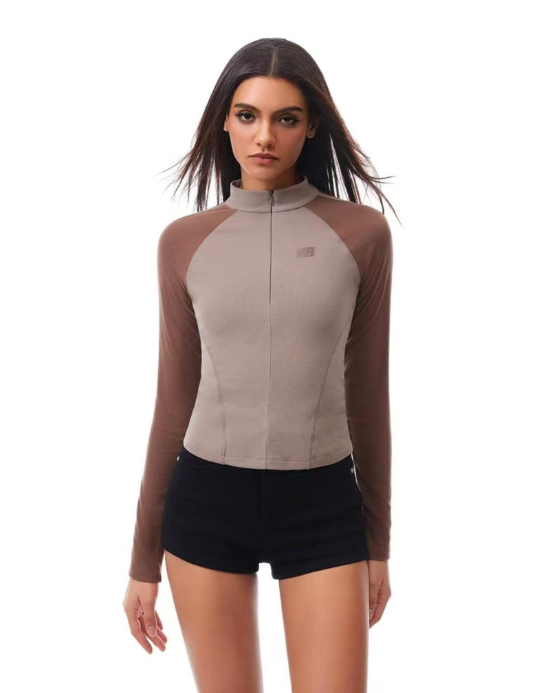 FDR Slim Fit Zipper Long-sleeve Tee (For Women)