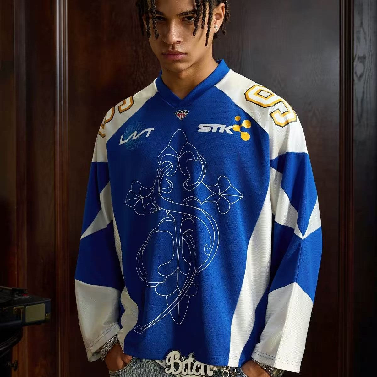 STK Color-Blocked Mesh Ice Hockey Long-Sleeve T-Shirt