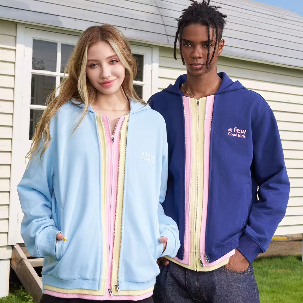 AFGK Colorful Multi Placket Cardigan Sweatshirt