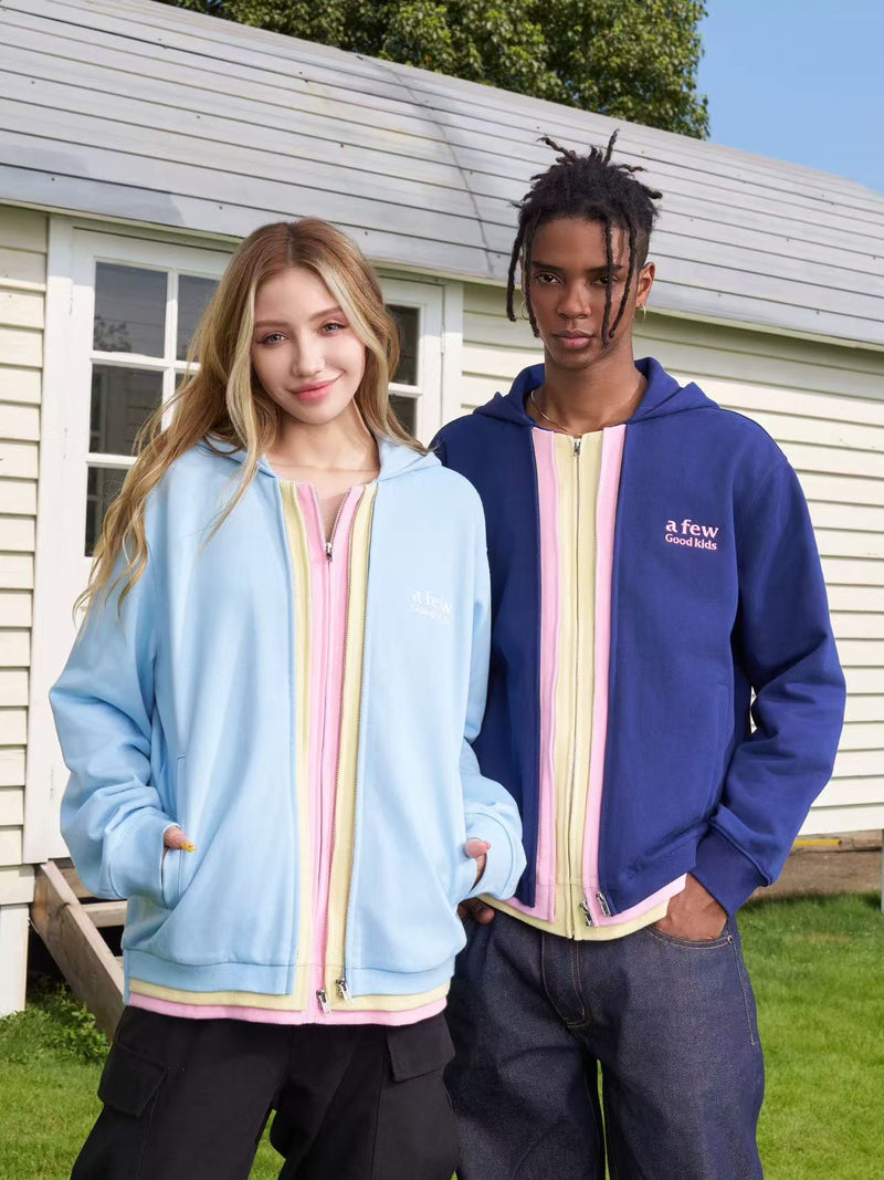 AFGK Colorful Multi Placket Cardigan Sweatshirt