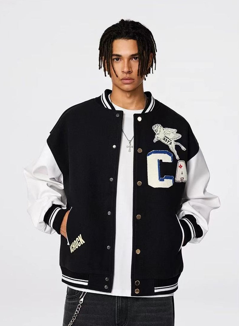 ACHOCK Simple Campus Baseball Jacket