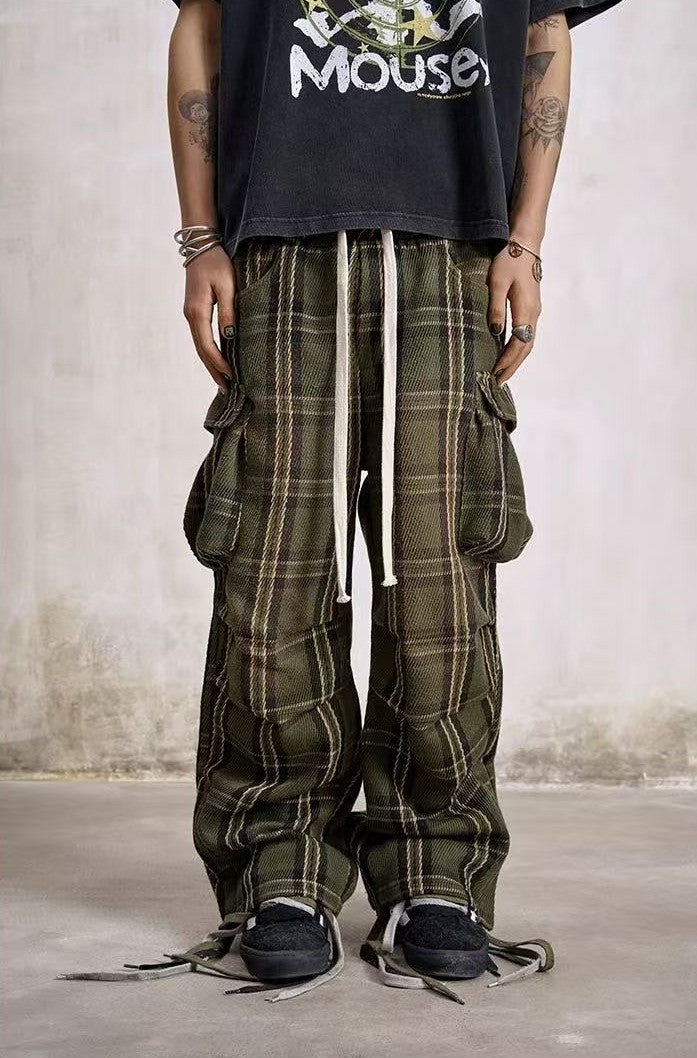 REMEDY Plaid Cargo Trousers