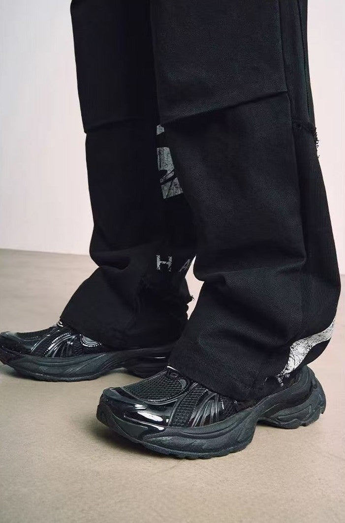 REMEDY Swirl R-shaped Patchwork Retro Distressed Trousers