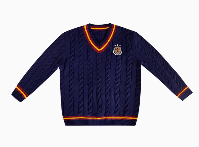 FDR V-neck badge knitted sweater