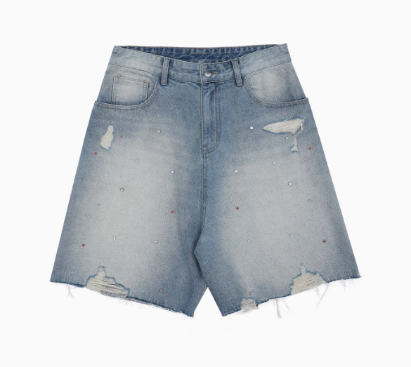 FDR Studded Frayed Denim Shorts