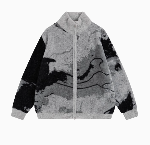 ATRY Irregular Gradient Cardigan Stand Collar Sweater