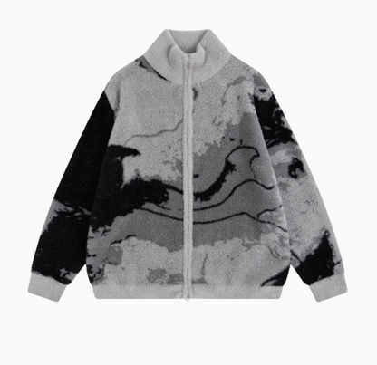 ATRY Irregular Gradient Cardigan Stand Collar Sweater