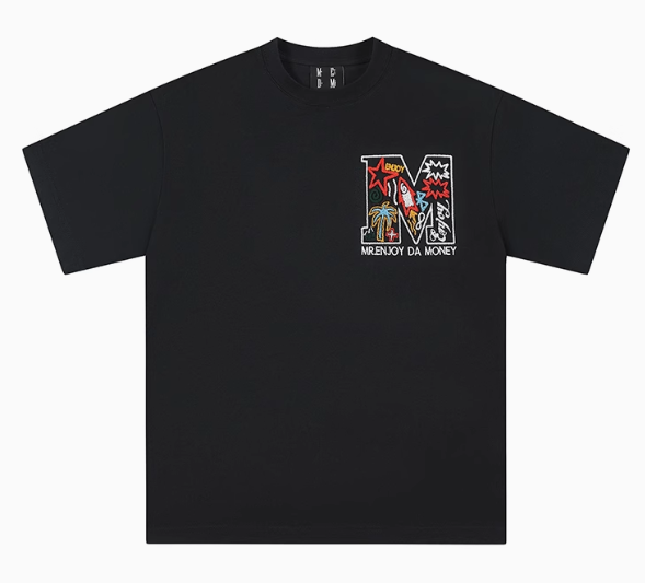 MEDM Coconut Tree Star Embroidered M Logo Summer Short-sleeved T-shirt