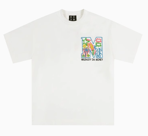 MEDM Coconut Tree Star Embroidered M Logo Summer Short-sleeved T-shirt