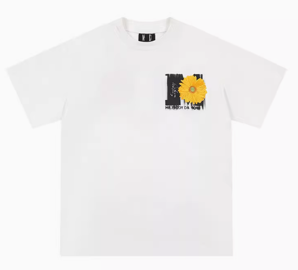 MEDM Mottled Logo Floral Embroidery Short-sleeved T-shirt