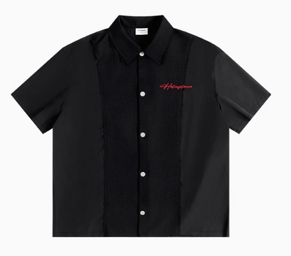 ATRY Frayed Texture Short-sleeved Casual Splicing POLO