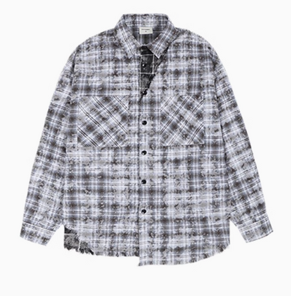 ATRY Distressed Patchwork Long-sleeved Shirt