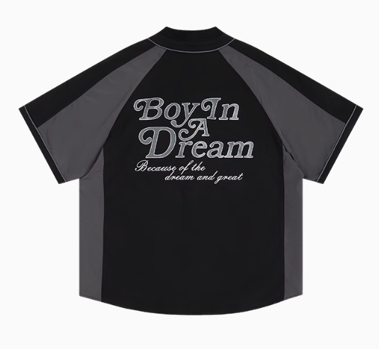 ATRY Raglan Patchwork Baseball Cardigan Short-sleeves T-shirt