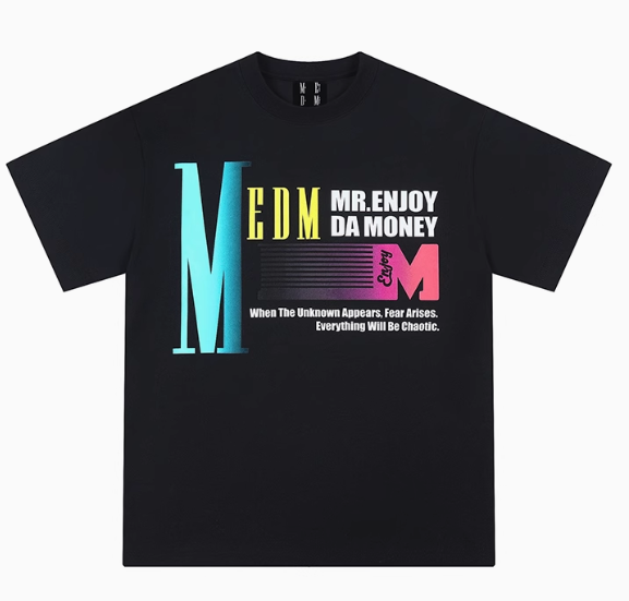 MEDM Gradient Logo Letter Print Short-sleeved T-shirt