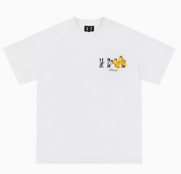 MEDM Luminous Butterfly Thermoset Oil Print Short Sleeve T-Shirt