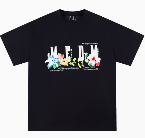 MEDM Appliqué Floral Short-sleeved T-shirt