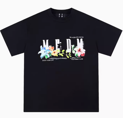 MEDM Appliqué Floral Short-sleeved T-shirt