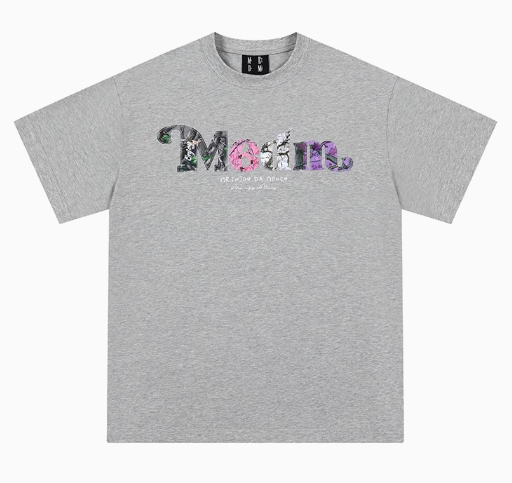 MEDM Floral Fruit Branch Padded Patch Embroidered Short-sleeved T-shirt