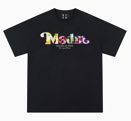 MEDM Floral Fruit Branch Padded Patch Embroidered Short-sleeved T-shirt