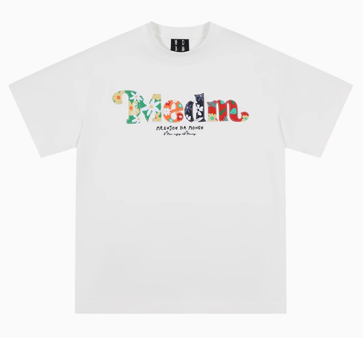 MEDM Floral Fruit Branch Padded Patch Embroidered Short-sleeved T-shirt
