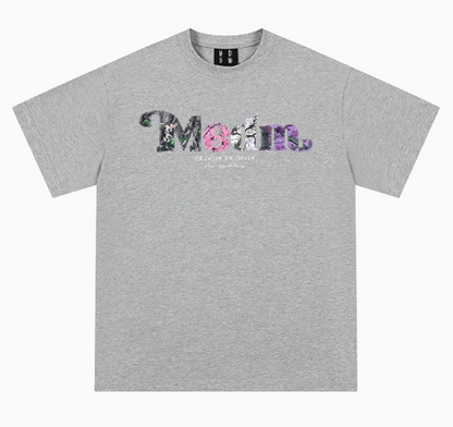 MEDM Floral Fruit Branch Padded Patch Embroidered Short-sleeved T-shirt