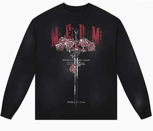MEDM Rose and Sword Washed Long-sleeved T-shirt
