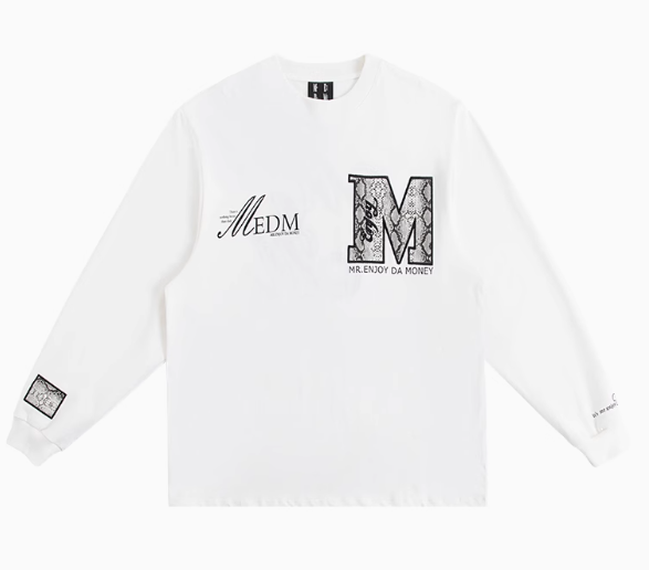 MEDM Snake Print Lettering Top Long-sleeve T-shirt