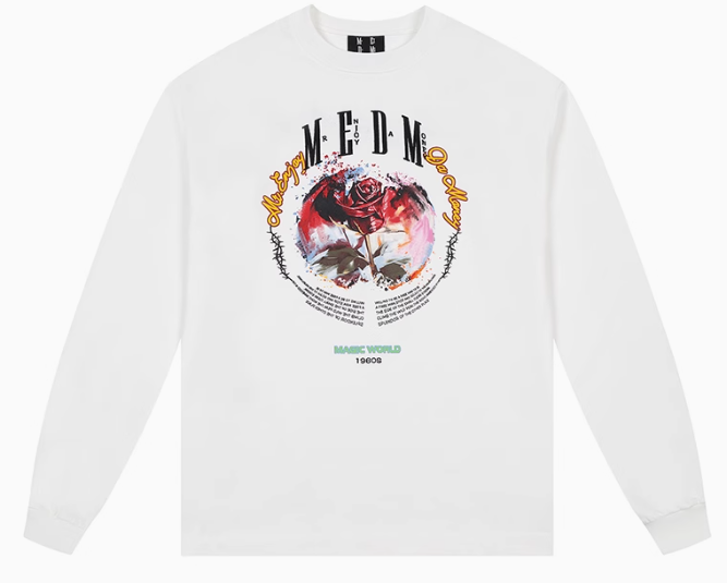 MEDM Flowers and Thorns Circular Text Long-sleeved T-shirt