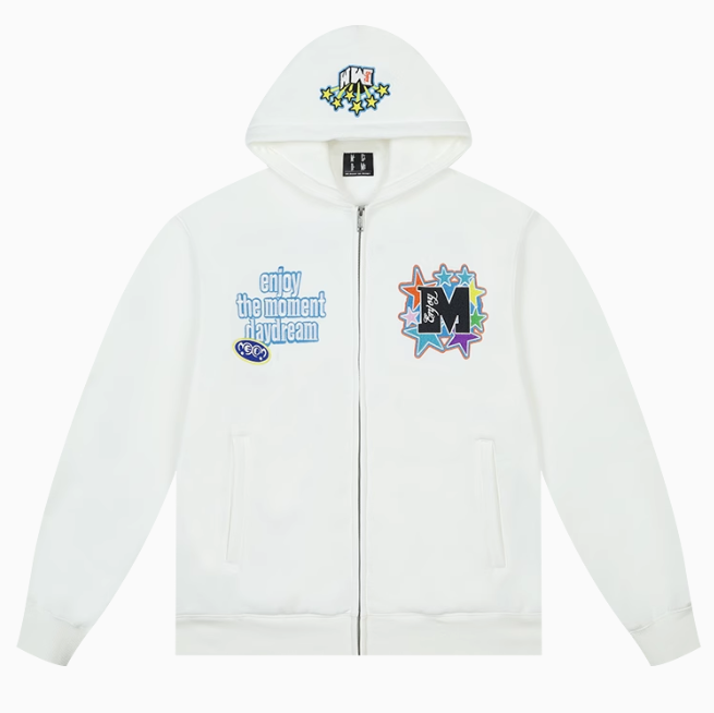 MEDM Blooming Star Embroidered Zipper Hoodie