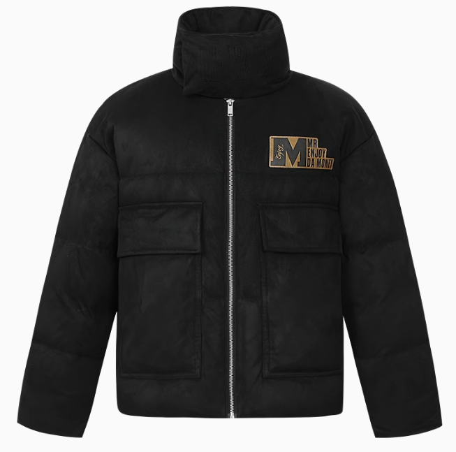 MEDM Logo Embossed Leather Label Scarf Down Jacket