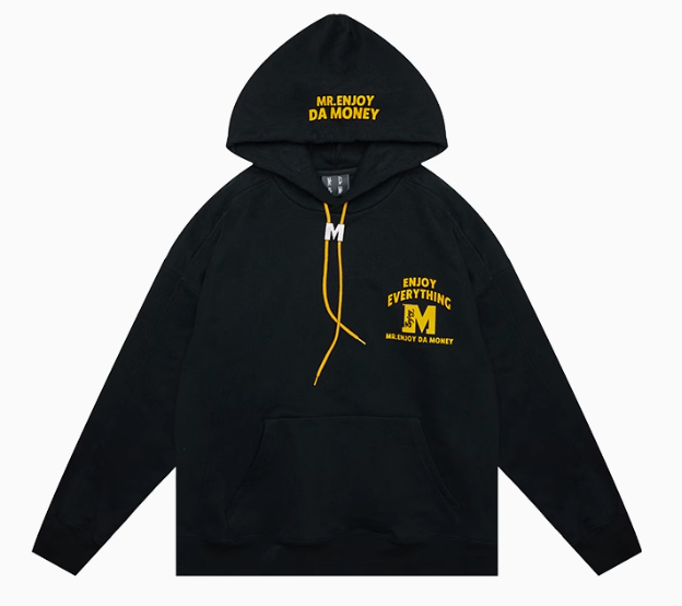 MEDM M Button Drawstring with Letter Print Hoodie