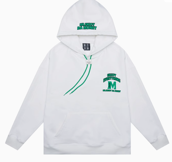 MEDM M Button Drawstring with Letter Print Hoodie