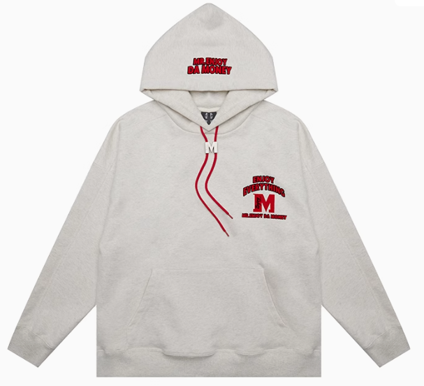 MEDM M Button Drawstring with Letter Print Hoodie
