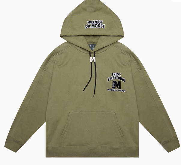 MEDM M Button Drawstring with Letter Print Hoodie