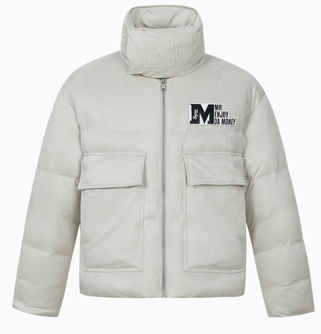 MEDM Logo Embossed Leather Label Scarf Down Jacket