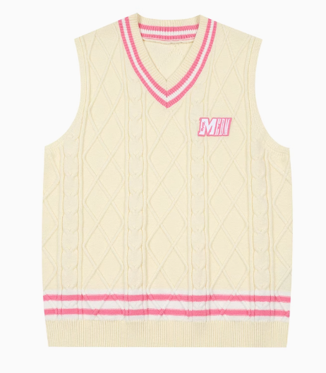 MEDM V-neck Embroidered Sleeveless Sweater