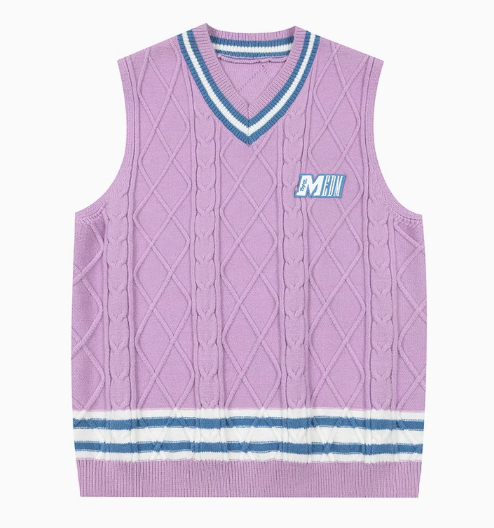 MEDM V-neck Embroidered Sleeveless Sweater
