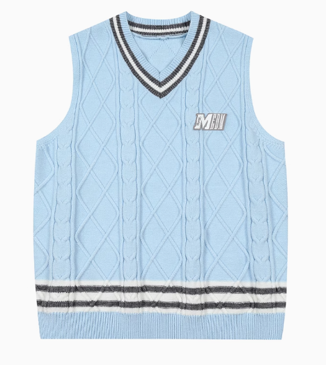 MEDM V-neck Embroidered Sleeveless Sweater