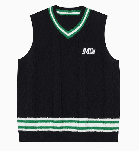 MEDM V-neck Embroidered Sleeveless Sweater