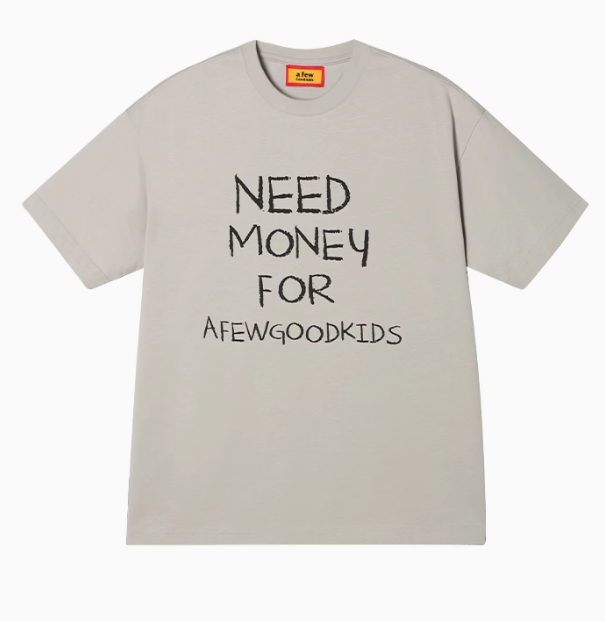 AFGK NEED MONEY Handwritten Slogan Short-sleeved T-shirt