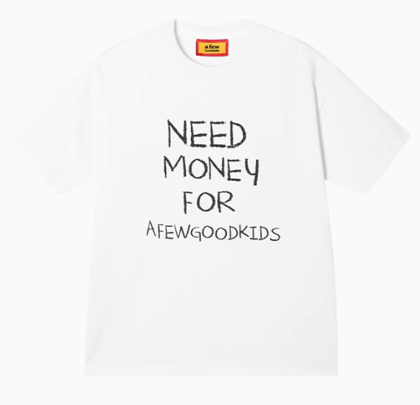 AFGK NEED MONEY Handwritten Slogan Short-sleeved T-shirt