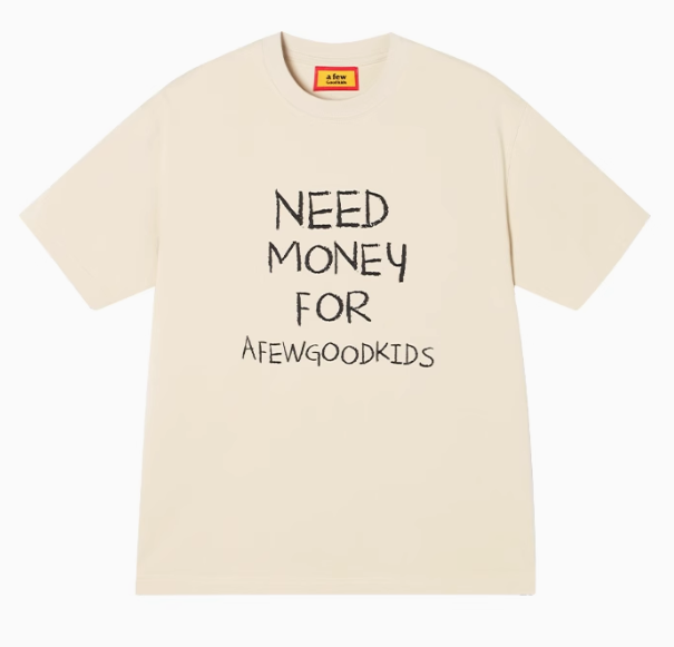 AFGK NEED MONEY Handwritten Slogan Short-sleeved T-shirt