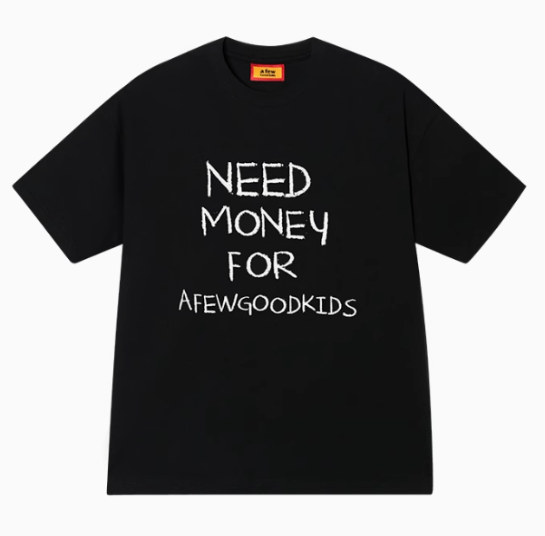 AFGK NEED MONEY Handwritten Slogan Short-sleeved T-shirt