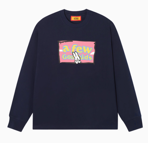 AFGK Rabbit Graffiti Print Long Sleeve T-Shirt