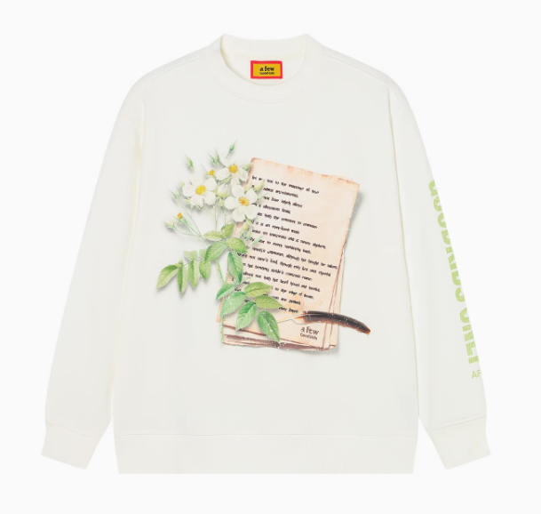 AFGK Flowers and Love Letters Thin Velvet Crew Neck Sweatshirt