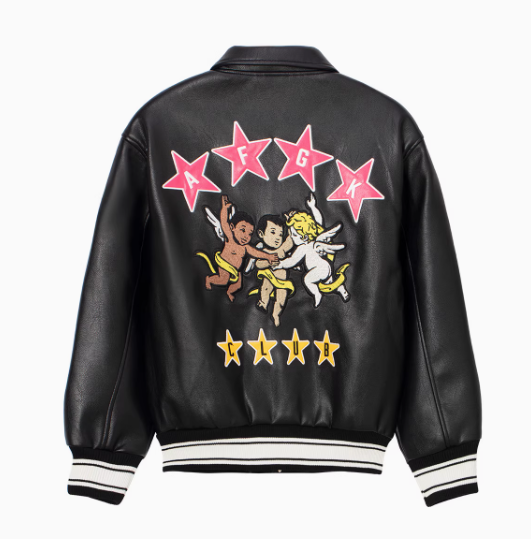 AFGK Star Angel Embroidered Leather Jacket