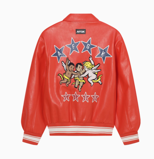 AFGK Star Angel Embroidered Leather Jacket