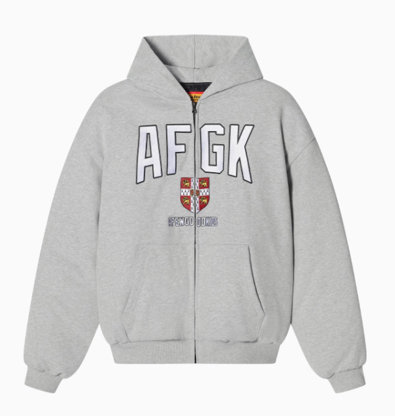 AFGK Badge Embroidered Down Hoodie Jacket