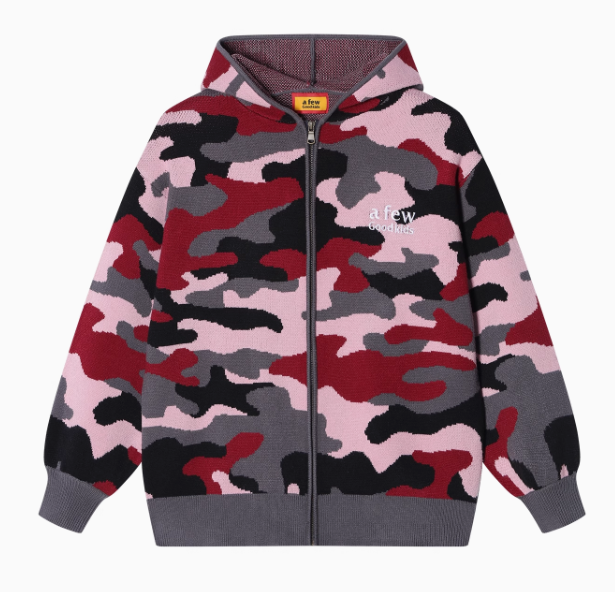 AFGK Pink Camouflage Hooded Cardigan Sweater
