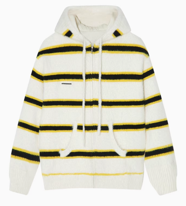 AFGK Striped Zip Hooded Cardigan Sweater